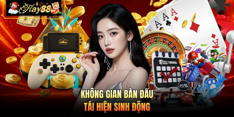 Không gian bàn đấu tái hiện sinh động